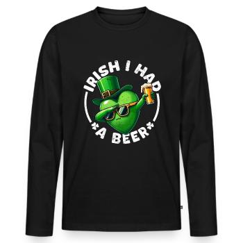 St Patrick's Day Irish Pub Beer Drinkers Funny - Men's Premium Organic Long Sleeve Shirt - black - Front - Nico (187cm)