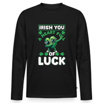 Fête de la Saint-Patrick Irlande Trèfle irlandais - T-shirt manches longues Premium bio Homme - noir - Devant - Nico (187cm)