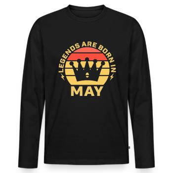 Les légendes naissent au mois de l’anniversaire du mois de mai - T-shirt manches longues Premium bio Homme - noir - Devant - Nico (187cm)