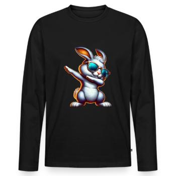 Osterhase Dabbing Ostern Hase - Männer Premium Bio Langarmshirt - Schwarz - Vorne - Nico (187cm)