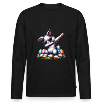 Easter Bunny, Dabbing, Easter Eggs, Easter Bunny - Men's Premium Organic Long Sleeve Shirt - black - Front - Nico (187cm)