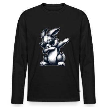 Lapin Cool de Pâques Lapin de Pâques Dabbing - T-shirt manches longues Premium bio Homme - noir - Devant - Nico (187cm)