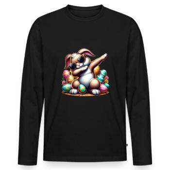 Easter Bunny Dabbing Easter Eggs Easter Bunny - Men's Premium Organic Long Sleeve Shirt - black - Front - Nico (187cm)