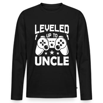 Leveled Up to Uncle for Gamer funny Uncles Saying - Männer Premium Bio Langarmshirt - Schwarz - Vorne - Nico (187cm)