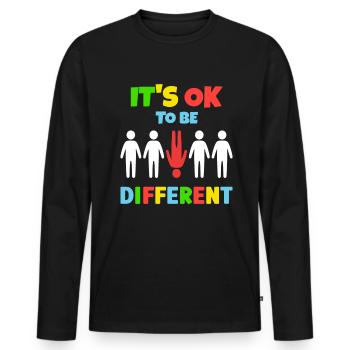 It's ok to be Different People - Männer Premium Bio Langarmshirt - Schwarz - Vorne - Nico (187cm)