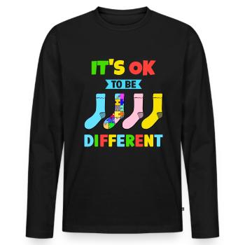 It's Ok to be Different with colorful Socks - Men's Premium Organic Long Sleeve Shirt - black - Front - Nico (187cm)