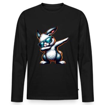 Lapin de Pâques Dabbing Lapin de Pâques Dab Danse - T-shirt manches longues Premium bio Homme - noir - Devant - Nico (187cm)