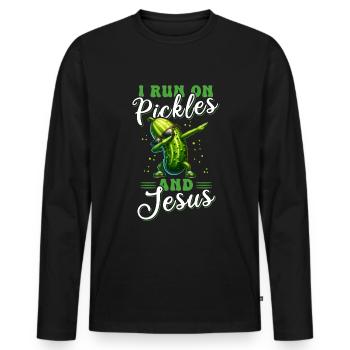 Cucumber Jesus Faith Christ - Men's Premium Organic Long Sleeve Shirt - black - Front - Nico (187cm)