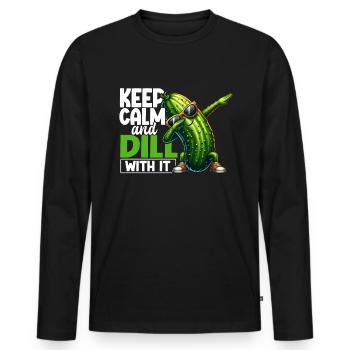 Saure Gurke Dill Lustig - Männer Premium Bio Langarmshirt - Schwarz - Vorne - Nico (187cm)