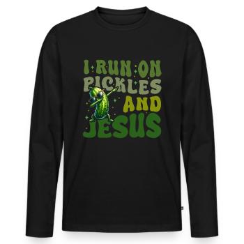 Saure Gurke Jesus Glaube Christus - Männer Premium Bio Langarmshirt - Schwarz - Vorne - Nico (187cm)
