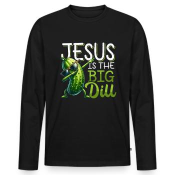 Funny Cucumber for Christians Faith Jesus - Men's Premium Organic Long Sleeve Shirt - black - Front - Nico (187cm)