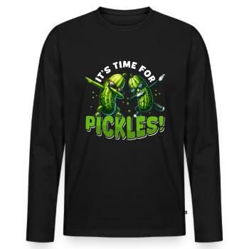Saure Gurke Salatgurke Pickles Gurken - Männer Premium Bio Langarmshirt - Schwarz - Vorne - Nico (187cm)