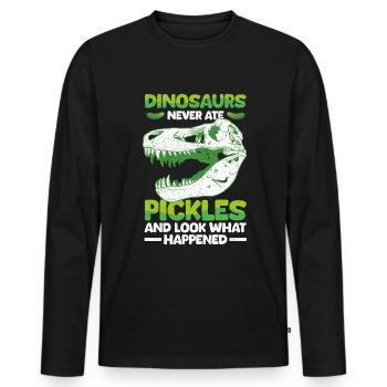 Gurke Dinosaurier Lustige Saure Gurken - Männer Premium Bio Langarmshirt - Schwarz - Vorne - Nico (187cm)