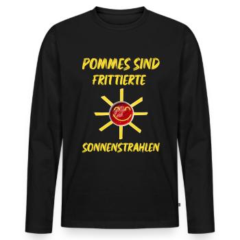 Pommes sind frittierte Sonnenstrahlen die Sonne - Männer Premium Bio Langarmshirt - Schwarz - Vorne - Nico (187cm)