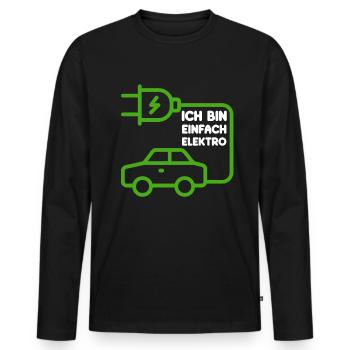 Ich bin einfach Elektro lustige Elektroauto Spruch - Männer Premium Bio Langarmshirt - Schwarz - Vorne - Nico (187cm)