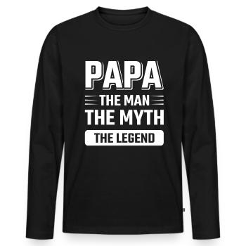 Papa ein Mann eine Legende lustige Vater Sprüche - Männer Premium Bio Langarmshirt - Schwarz - Vorne - Nico (187cm)