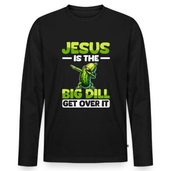 Concombre Jésusu Dicton pour la foi des chrétiens - T-shirt manches longues Premium bio Homme - noir - Devant - Nico (187cm)