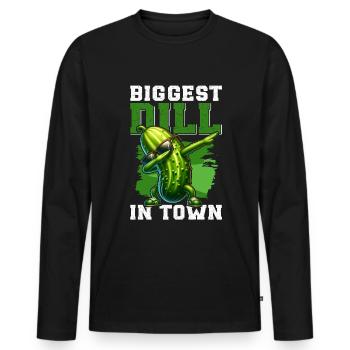 Dill Gurke Lustiger Vegetarier - Männer Premium Bio Langarmshirt - Schwarz - Vorne - Nico (187cm)