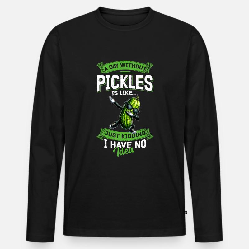 Saure Gurke Pickles Lustig - Männer Premium Bio Langarmshirt - Schwarz