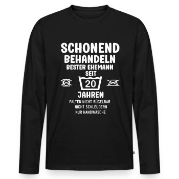 schonend behandeln 20 Jahre Verheiratet Ehemann - Männer Premium Bio Langarmshirt - Schwarz - Vorne - Nico (187cm)