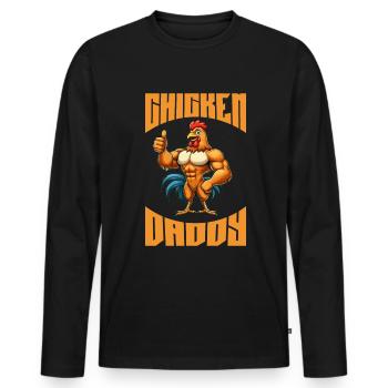 Ein lustiger Chicken Daddy Bodybuilder Fitness - Männer Premium Bio Langarmshirt - Schwarz - Vorne - Nico (187cm)
