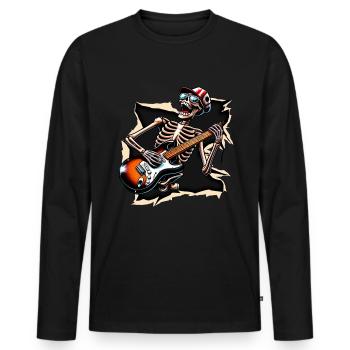 Gitarrist Skelett Gitarre spielen Gitarrenlehrer - Männer Premium Bio Langarmshirt - Schwarz - Vorne - Nico (187cm)