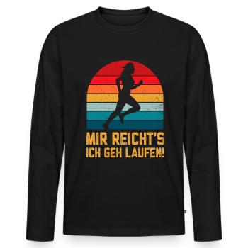 Mir reichts ich geh Laufen lustige Sport Sprüche - Männer Premium Bio Langarmshirt - Schwarz - Vorne - Nico (187cm)