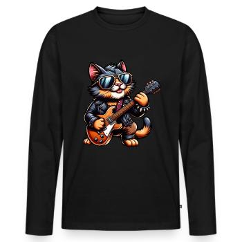 Guitarist Electric Guitar Guitar Teacher Guitars Cat - Men's Premium Organic Long Sleeve Shirt - black - Front - Nico (187cm)