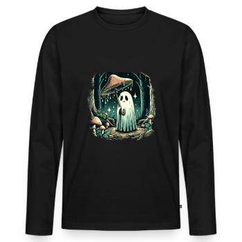 Cottagecore Ghost Mushroom Mushroom Aesthetic - Men's Premium Organic Long Sleeve Shirt - black - Front - Nico (187cm)