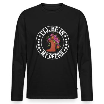 I'll be in my office the Garden Boots with Flowers - Men's Premium Organic Long Sleeve Shirt - black - Front - Nico (187cm)