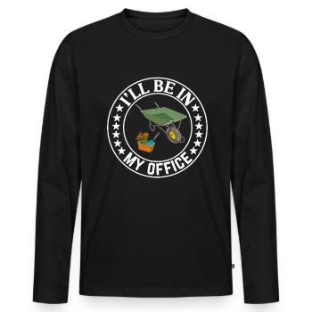 Je serai dans mon bureau le jardin travaille avec des fleurs - T-shirt manches longues Premium bio Homme - noir - Devant - Nico (187cm)