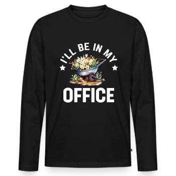 Je serai dans mon bureau le jardin travaille avec des fleurs - T-shirt manches longues Premium bio Homme - noir - Devant - Nico (187cm)