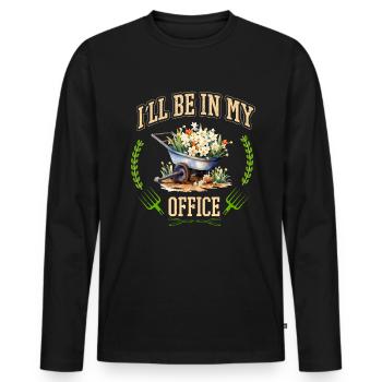 I'll be in my office the Garden Work with Flowers - Men's Premium Organic Long Sleeve Shirt - black - Front - Nico (187cm)
