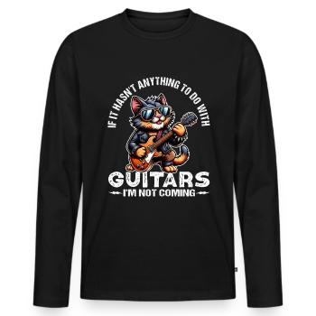 Gitarre Katze Gitarrist Rockmusik - Männer Premium Bio Langarmshirt - Schwarz - Vorne - Nico (187cm)