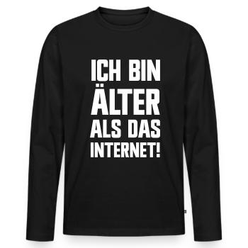Ich bin älter als das Internet lustige Sprüche - Männer Premium Bio Langarmshirt - Schwarz - Vorne - Nico (187cm)