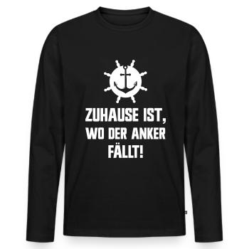 Zu Hause ist wo der Anker fällt - Männer Premium Bio Langarmshirt - Schwarz - Vorne - Nico (187cm)