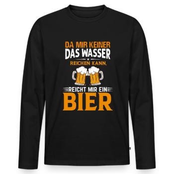 Da mir keiner das Wasser reichen kann Bier Sprüche - Männer Premium Bio Langarmshirt - Schwarz - Vorne - Nico (187cm)