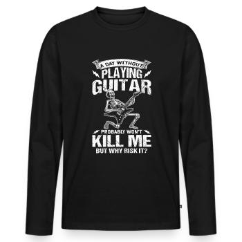 Guitare rock and roll guitariste drôle - T-shirt manches longues Premium bio Homme - noir - Devant - Nico (187cm)