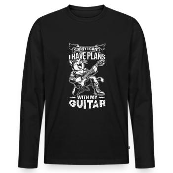 Guitariste Cat Guitariste - T-shirt manches longues Premium bio Homme - noir - Devant - Nico (187cm)