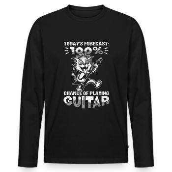 guitare, guitariste, guitariste, chat - T-shirt manches longues Premium bio Homme - noir - Devant - Nico (187cm)