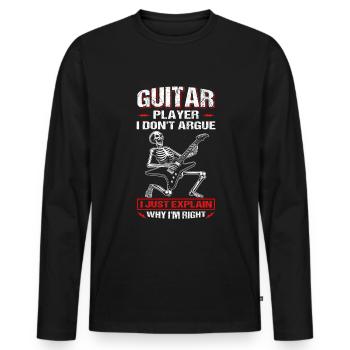 Funny Guitarist Guitar Skeleton - Men's Premium Organic Long Sleeve Shirt - black - Front - Nico (187cm)