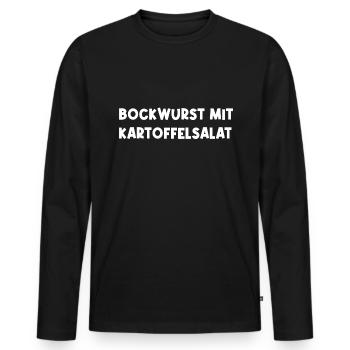 Bockwurst mit Kartoffelsalat - Männer Premium Bio Langarmshirt - Schwarz - Vorne - Nico (187cm)