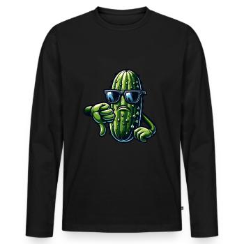 Daumen runter Saure Gurke Salatgurke - Männer Premium Bio Langarmshirt - Schwarz - Vorne - Nico (187cm)