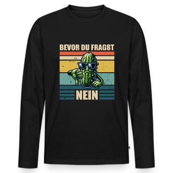 concombre aigre avant de demander non - T-shirt manches longues Premium bio Homme - noir - Devant - Nico (187cm)