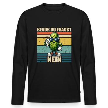 Avant de demander au concombre No Sour - T-shirt manches longues Premium bio Homme - noir - Devant - Nico (187cm)
