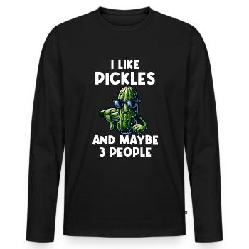 Concombre aigre Rétro Concombre Pouces vers le bas - T-shirt manches longues Premium bio Homme - noir - Devant - Nico (187cm)