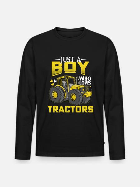 Just a Boy Who Loves Tractors funny Tractor Saying - Men's Premium Organic Long Sleeve Shirt - black