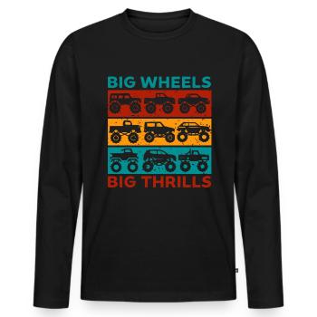 Grandes roues grands frissons drôle Camion Voitures Dictons - T-shirt manches longues Premium bio Homme - noir - Devant - Nico (187cm)