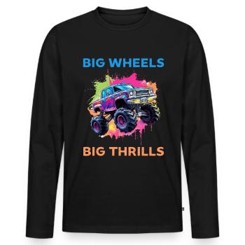 Big Wheels big thrills funny Truck Cars Sayings - Männer Premium Bio Langarmshirt - Schwarz - Vorne - Nico (187cm)