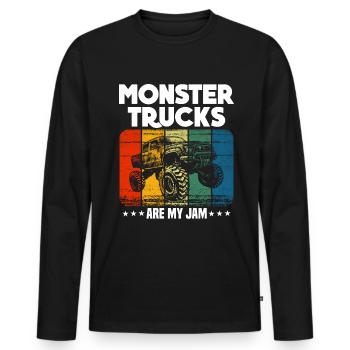 Monster Trucks Are My Jam funny Truck Cars Quotes - Men's Premium Organic Long Sleeve Shirt - black - Front - Nico (187cm)